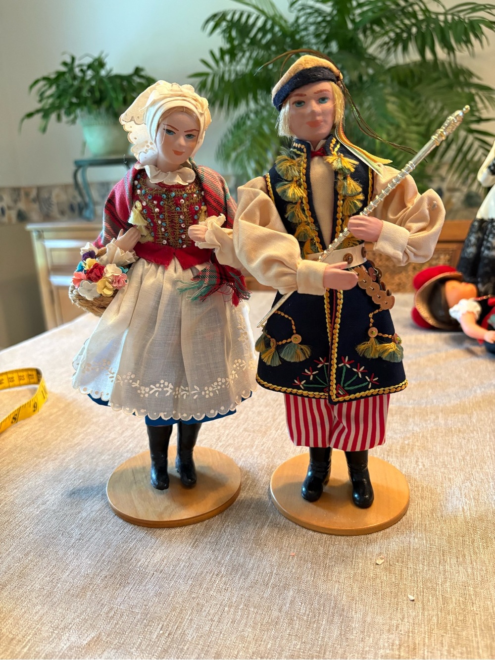 Vintage Polish Costume Dolls Set - Red, White & Navy